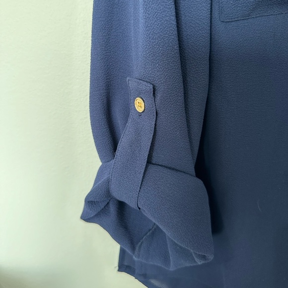 Michael Kors Navy Blue & Gold Blouse - Picture 7 of 7